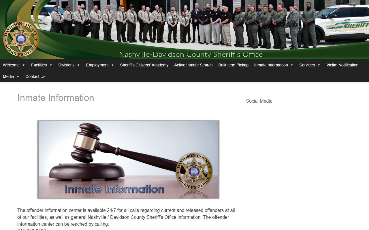 Davidson County Sheriff arrest and offender information search