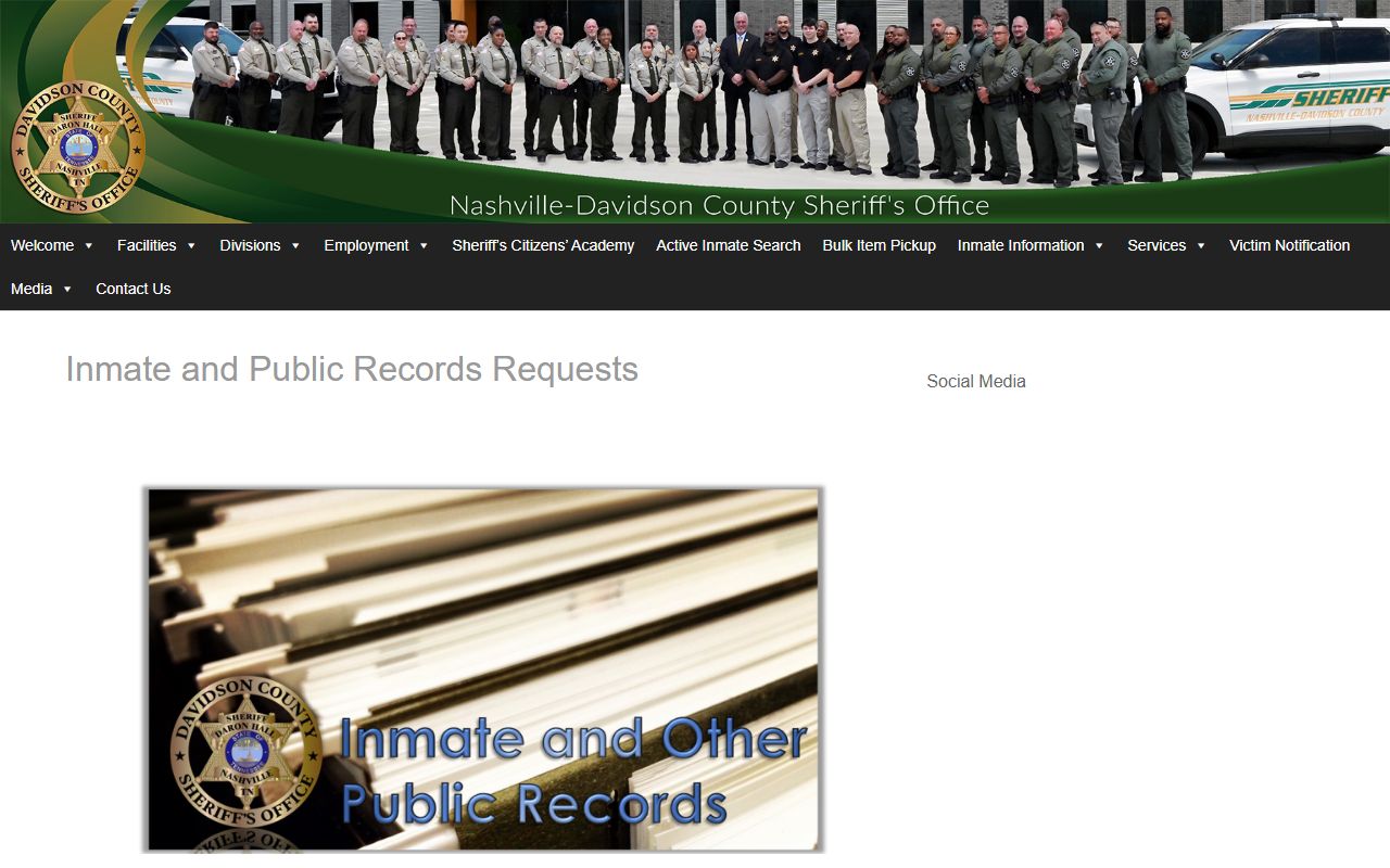 Davidson County jail population data and public records request page