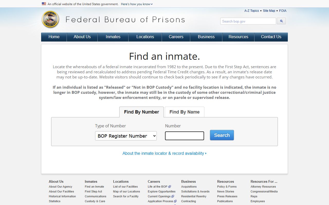 Davidson County released inmate records Federal Bureau of Prisons locator