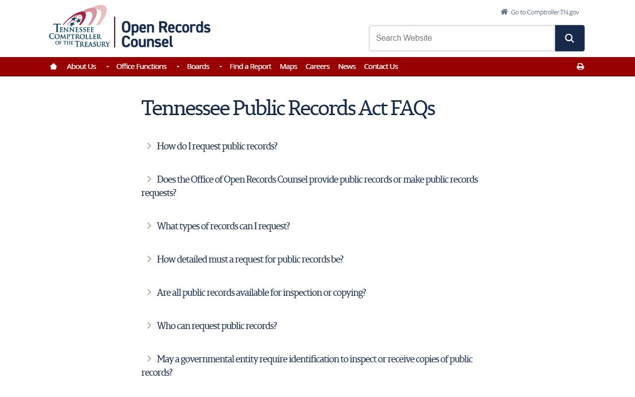 Davidson County public records Tennessee Public Records Act FAQ