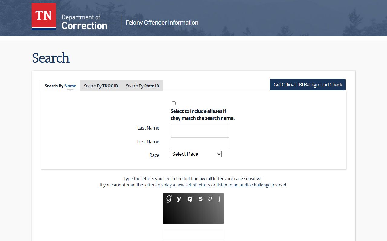 Davidson County released inmate records TDOC FOIL felony offender search